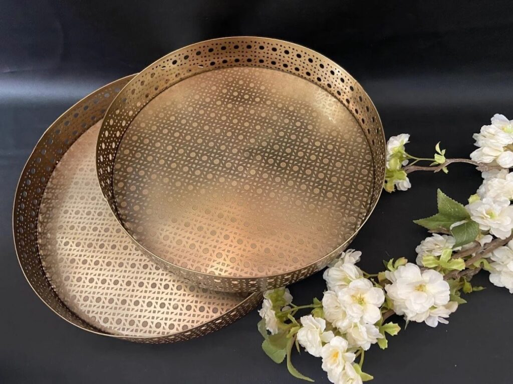 Gold Jali Trays – set of 2 - TheBFactory