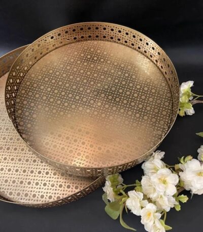 Gold Jali Trays – set of 2 - TheBFactory