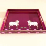Pink cow pichwai tray - TheBFactory