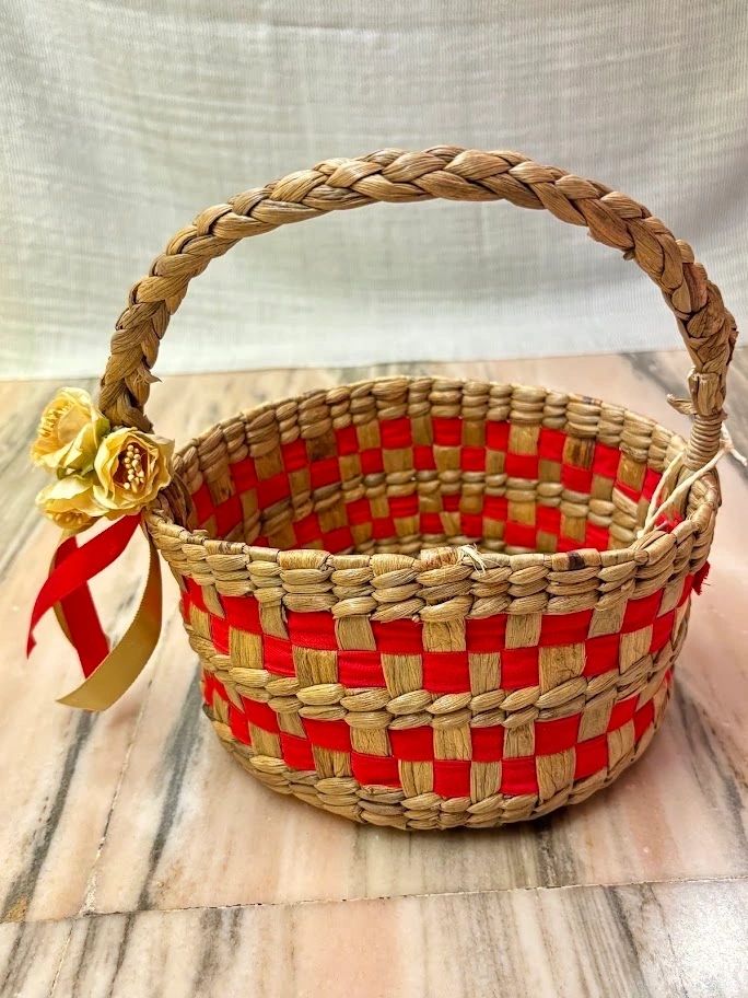 Red Handwoven basket - TheBFactory